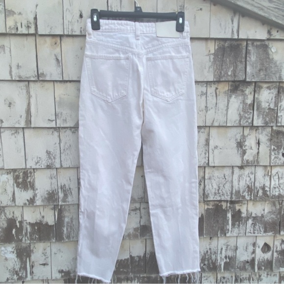 Zara Button Fly Raw Hem White Jeans - Picture 4 of 8